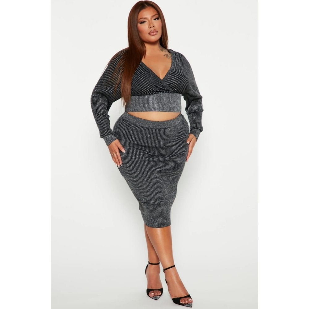 Fashion Nova | Stay Close Sweater Skirt Set - Black